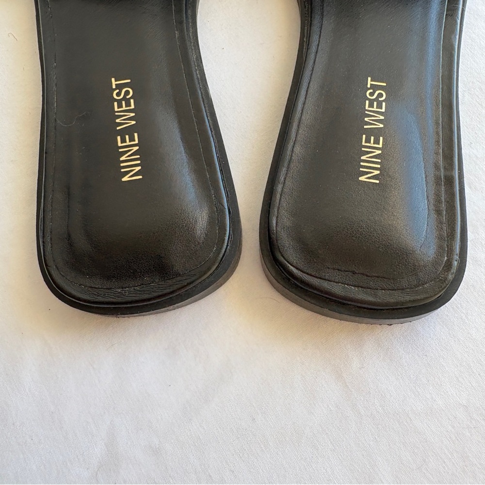 Nine West Black Braided Sandals Slip-on Casual Spring Capsule Classic - Picture 6 of 9